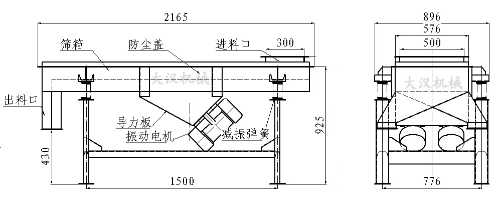 直线振动筛内部结构图